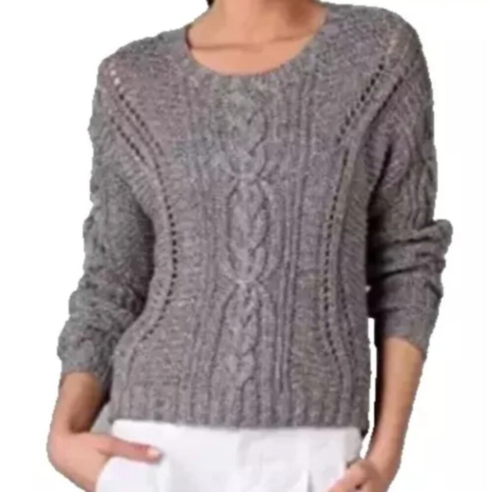 Vince Sweater Hand Knit Cable Knit Gray Long Sleeve Women's Size Large